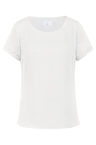 GREIFF Chiffon Damen Chiffon-Bluse Kurzarm Rundhals Regular Weiß 48 von GREIFF