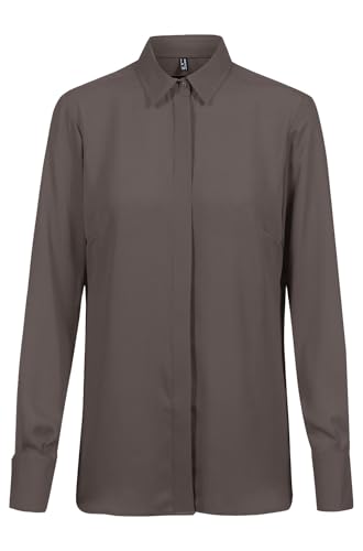GREIFF Chiffon Damen Chiffon-Bluse Langarm Kent Regular Taupe 54 von GREIFF