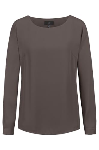 GREIFF Chiffon Damen Chiffon-Bluse Langarm Rundhals Regular Taupe 52 von GREIFF