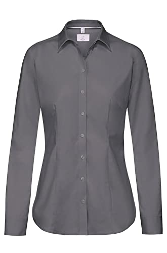 Greiff Corporate Wear Premium Damen Bluse Regular Fit Langarm Grau Modell 6592 Größe 34 von GREIFF