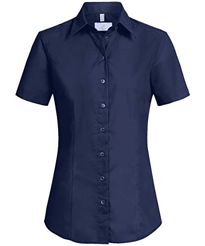 Greiff Größe 44 Corporate Wear Basic Damen Bluse Halbarm Regular Fit Marine Blau Modell 6522 von GREIFF