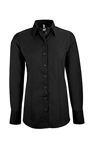 Greiff Größe 50 Corporate Wear Basic Damen Bluse Langarm Regular Fit Schwarz Modell 6515 von GREIFF