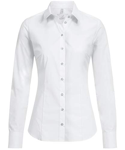 Greiff Größe 34 Corporate Wear Basic Damen Bluse Lamgarm Slim Fit Kent Kragen Weiß Modell 6510 von GREIFF