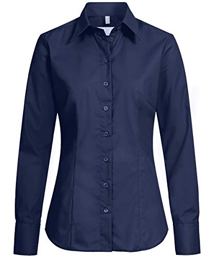 Greiff Größe 36 Corporate Wear Basic Damen Bluse Langarm Regular Fit Marine Blau Modell 6517 von GREIFF