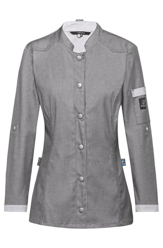 Greiff Gastro-Moda Cuisine Damen Kochjacke Bikerstyle Regular Grau L von Greiff