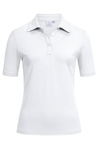 GREIFF Damen Poloshirt Regular Fit, Kentkragen, Knopfleiste mit 3 Knöpfen, Kragen aus Leibware, Farbe: Weiß, Größe: L von GREIFF