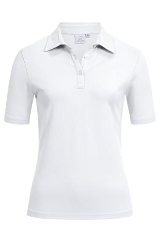 GREIFF Damen Poloshirt Regular Fit, Kentkragen, Knopfleiste mit 3 Knöpfen, Kragen aus Leibware, Farbe: Weiß, Größe: S von GREIFF
