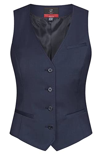 GREIFF Damen-Weste RF Modern 37.5 Regular Fit, 4-Knopf, 2 Leistentaschen, 1 Brustleistentasche, AMF-Handstich, Kurze Seitenschlitze, Stoffrücken, Farbe: Dunkelblau, Größe: 38 von GREIFF