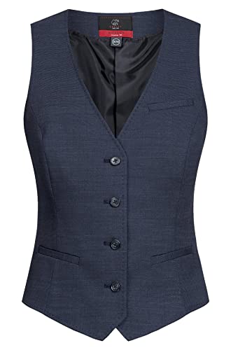 GREIFF Damen-Weste RF Modern 37.5 Regular Fit, 4-Knopf, 2 Leistentaschen, 1 Brustleistentasche, AMF-Handstich, Kurze Seitenschlitze, Stoffrücken, Farbe: Pinpoint Marine, Größe: 38 von GREIFF