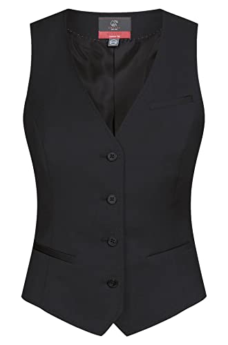 GREIFF Damen-Weste RF Modern 37.5 Regular Fit, 4-Knopf, 2 Leistentaschen, 1 Brustleistentasche, AMF-Handstich, Kurze Seitenschlitze, Stoffrücken, Farbe: Schwarz, Größe: 36 von GREIFF