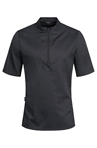 Greiff Gastro Moda Herren Cuisine Premium Kochshirt Kurzarm RV Slim-Fit Schwarz XS von Greiff