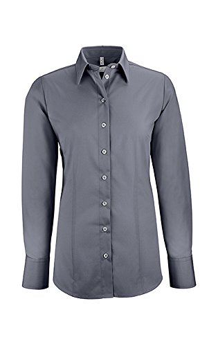 Greiff Größe 34 Corporate Wear Basic Damen Bluse Langarm Regular Fit Anthrazit Modell 6515 von GREIFF