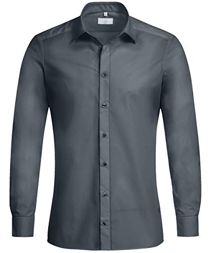 Greiff Größe 35/36 Corporate Wear Basic Herren Hemd Slim Fit Langarm Anthrazit Modell 6720 1120 von Greiff