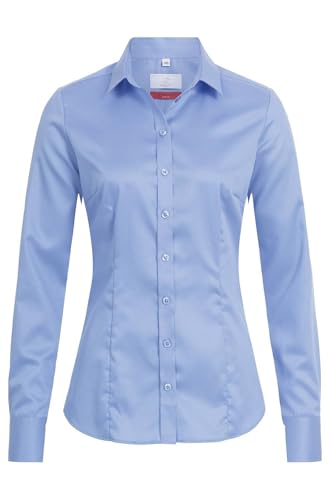 Greiff Corporate Bluse Premium Damen Oeko TEX® Bügelfrei Mittelblau 38 von GREIFF