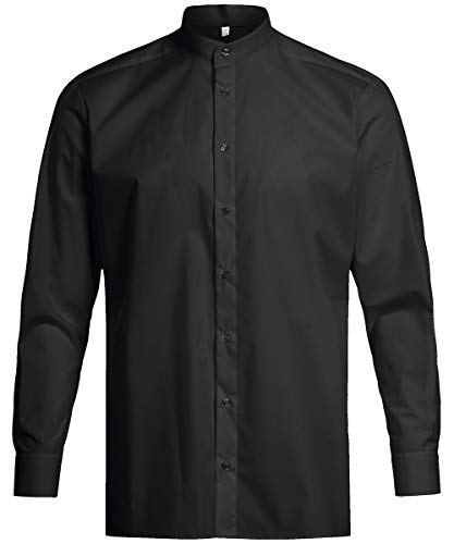 Greiff Größe 43/44 Gastro Moda Service Herren Hemd Regular Fit Langarm Stehkragen Schwarz Modell 6772 1123 von GREIFF