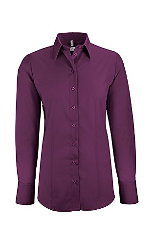 Greiff Größe 46 Corporate Wear Basic Damen Bluse Langarm Regular Fit Brombeere Modell 6515 von GREIFF