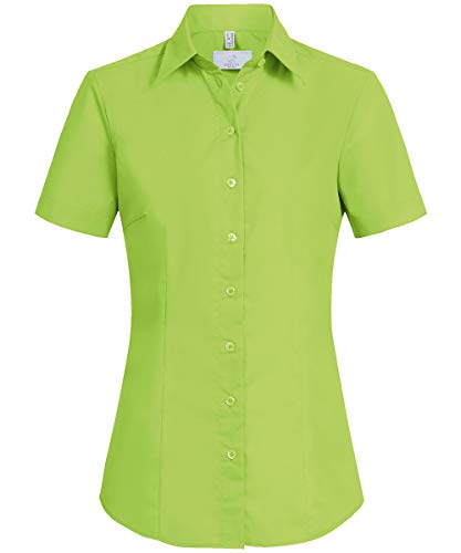 Greiff Größe 50 Corporate Wear Basic Damen Bluse Halbarm Regular Fit Apfelgrün Modell 6516 von GREIFF