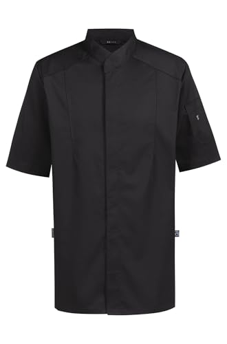Greiff Gastro Moda Herren Cuisine Premium Kochjacke Kurzarm Regular-Fit Schwarz L von GREIFF