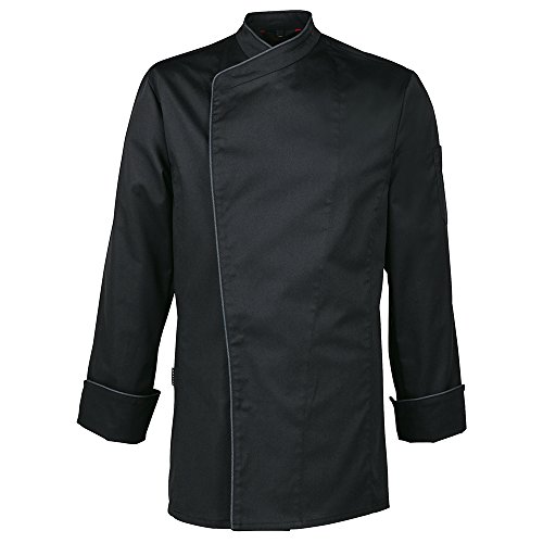 Greiff Größe M gastro moda Herren Cuisine Premium Kochjacke mit Paspelierung Regular Fit Schwarz Modell 5577 von GREIFF