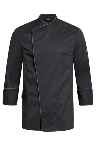 Greiff Gastro Moda Herren Cuisine Premium Kochjacke Paspelierung Regular-Fit Schwarz XXL von GREIFF