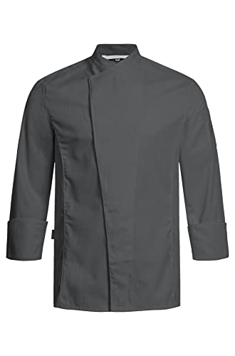 Greiff Größe M gastro moda Herren Cuisine Premium Kochjacke Regular Fit Anthrazit mit Satinstreifen Modell 5544 von GREIFF