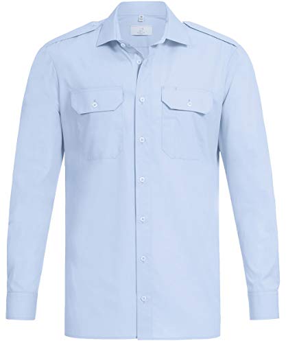 Greiff Größe 41/42 Corporate Wear Basic Herren Pilothemd neues Modell Langarm Regular Fit Hellblau Modell 6732 von Greiff