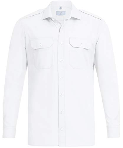 Greiff Größe 39/40 Corporate Wear Basic Herren Pilothemd neues Modell Langarm Regular Fit Weiss Modell 6731 von Greiff