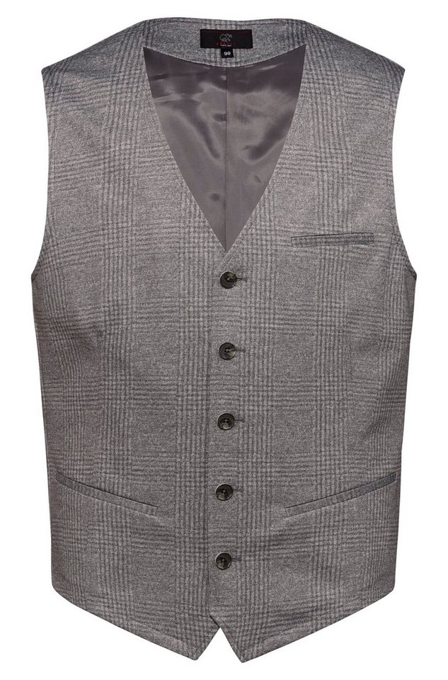 GREIFF Jerseyweste Greiff CASUAL Herren Jerseyweste Regular-Fit Hellgrau Glencheck von GREIFF