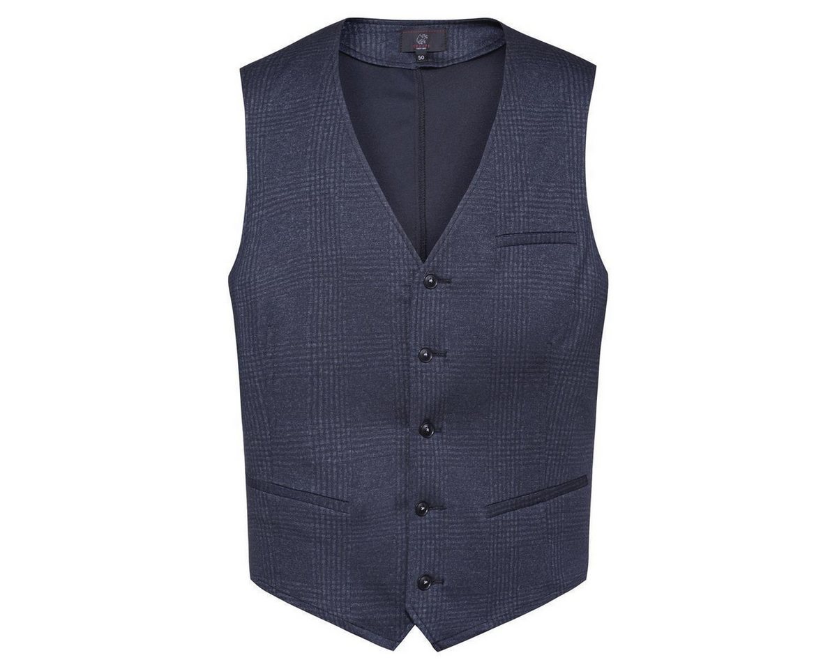 GREIFF Jerseyweste Greiff CASUAL Herren Jerseyweste V-Neck Regular-Fit Glencheck Blau von GREIFF