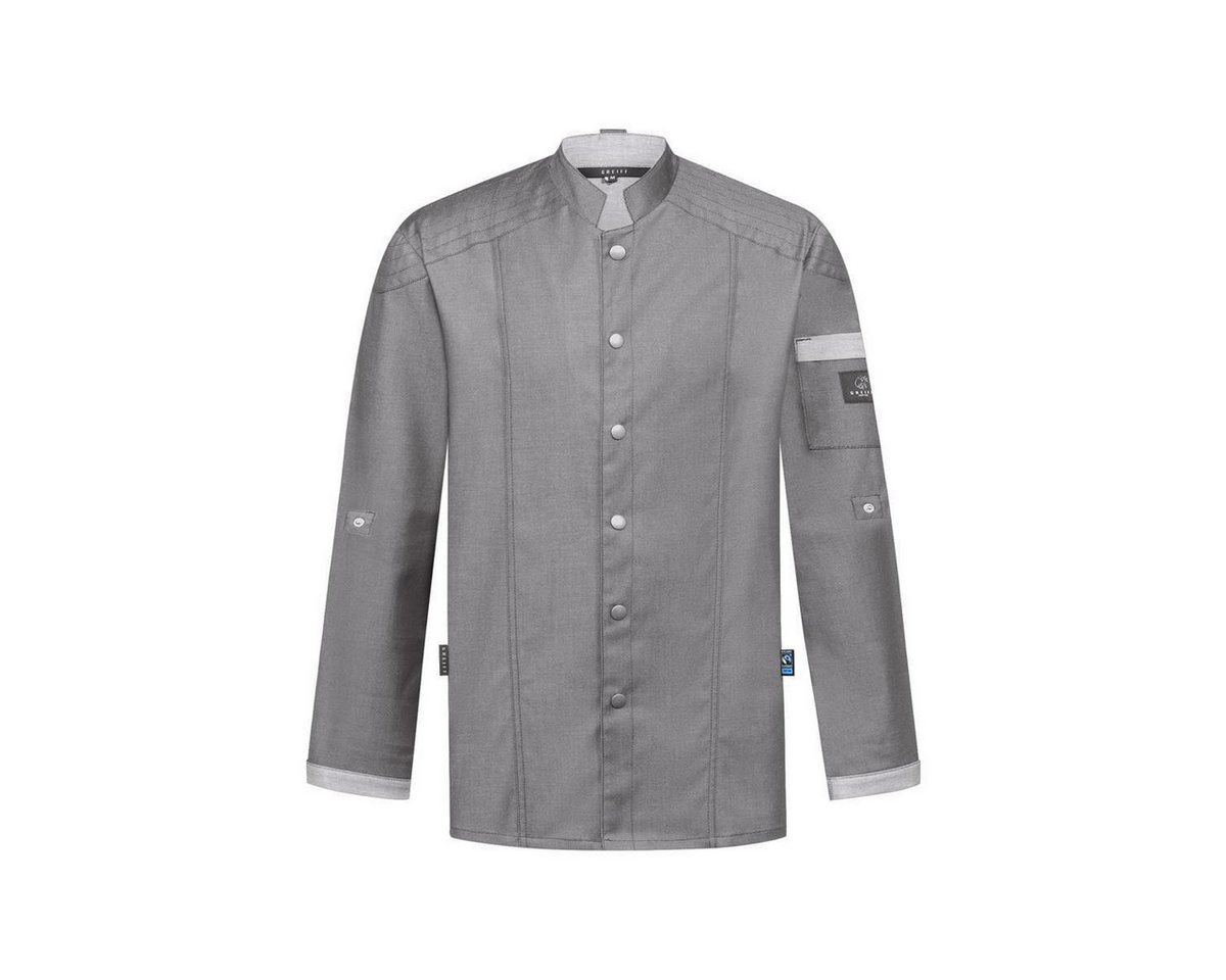 GREIFF Kochjacke Greiff GASTRO-MODA Cuisine Herren Kochjacke Bikerstyle Regular Grau XL von GREIFF