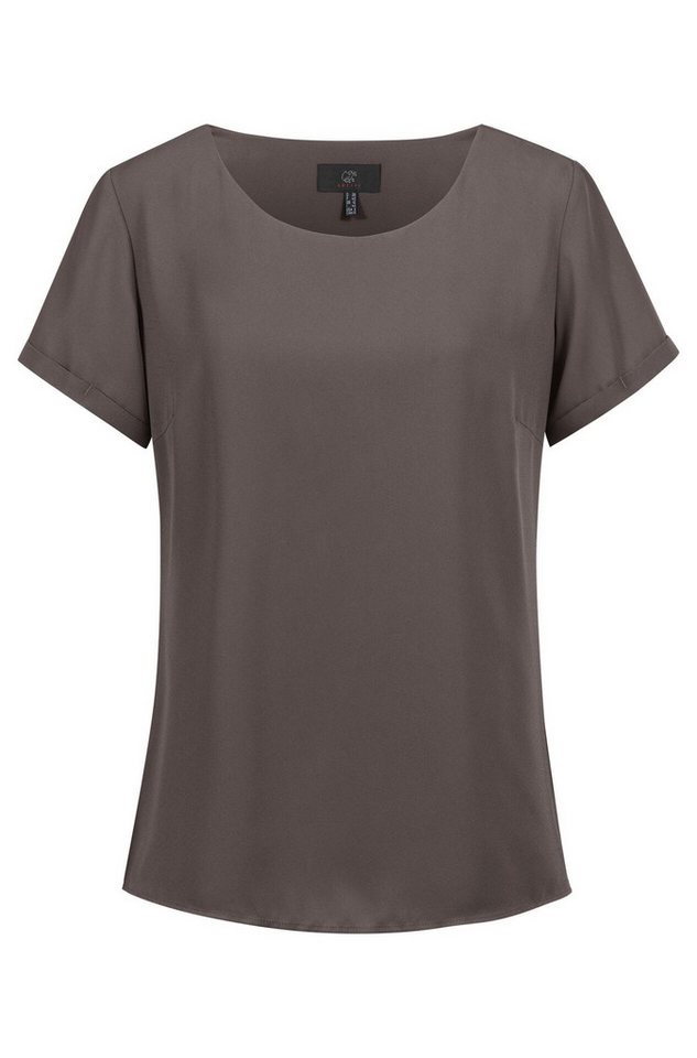 GREIFF Kurzarmbluse Greiff CHIFFON Damen Bluse Kurzarm Rundhals Regular Taupe von GREIFF