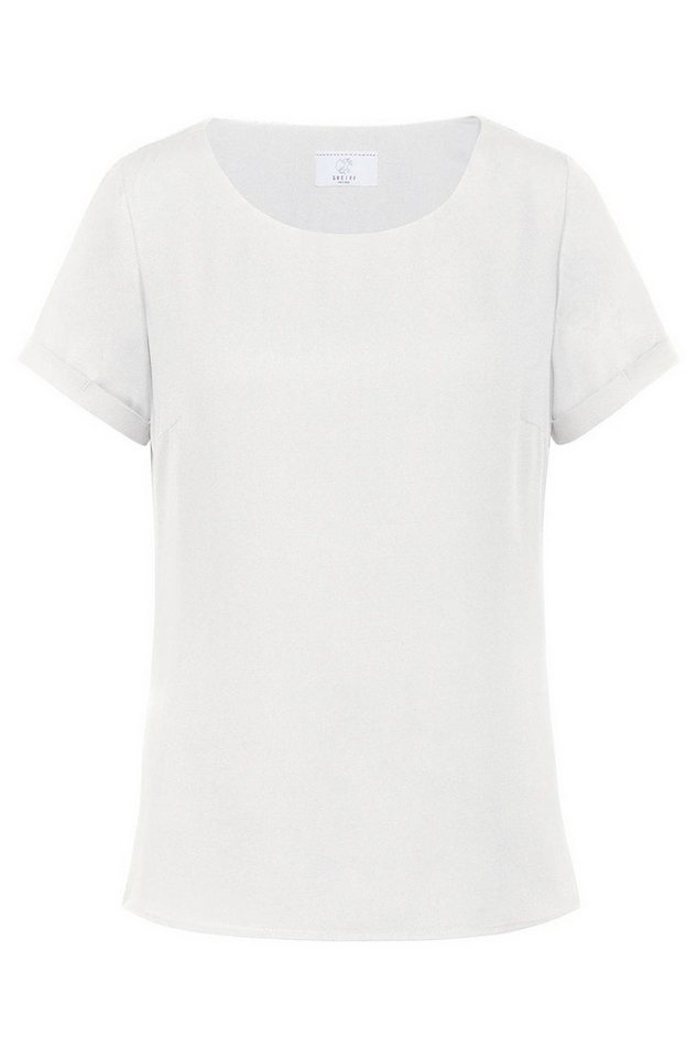GREIFF Kurzarmbluse Greiff CHIFFON Damen Bluse Kurzarm Rundhals Regular Weiß von GREIFF