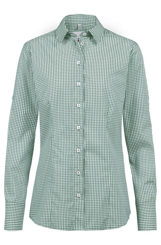 GREIFF Langarmbluse Greiff BASIC Damen Bluse Langarm Kent Regular vichy karo Grün 42 von GREIFF