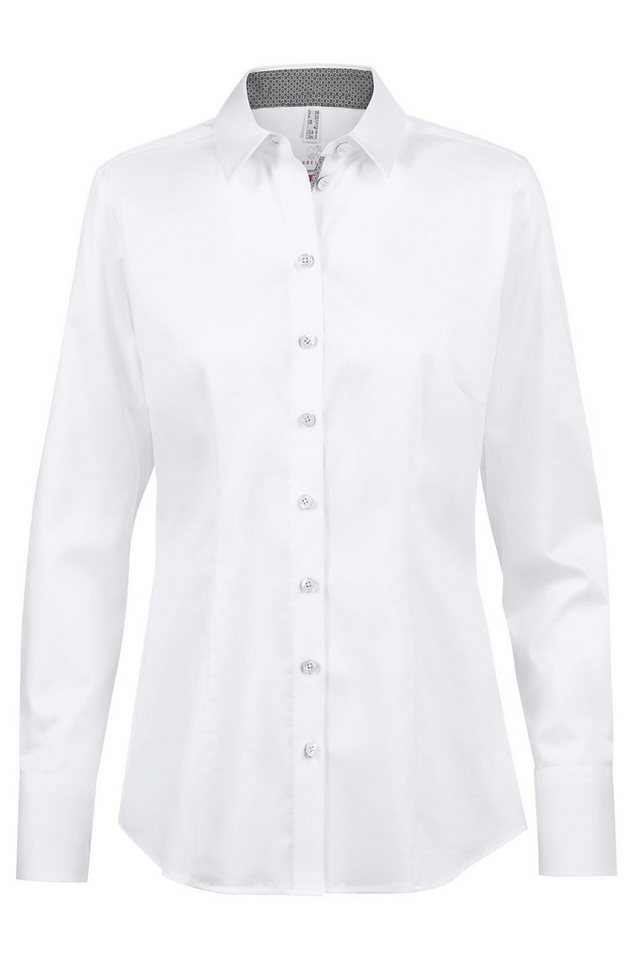 GREIFF Langarmbluse Greiff Corporate Bluse PREMIUM Damen OEKO TEX® Weiß/Grau 50 von GREIFF