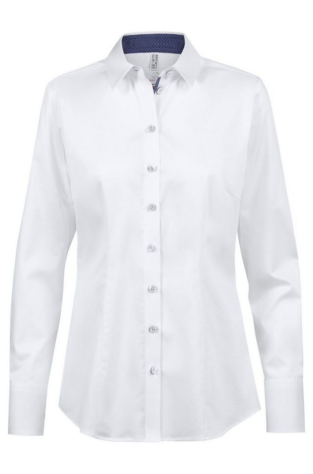 GREIFF Langarmbluse Greiff Essentials PREMIUM Damen Business-Bluse Regular Weiß/Blau 48 von GREIFF