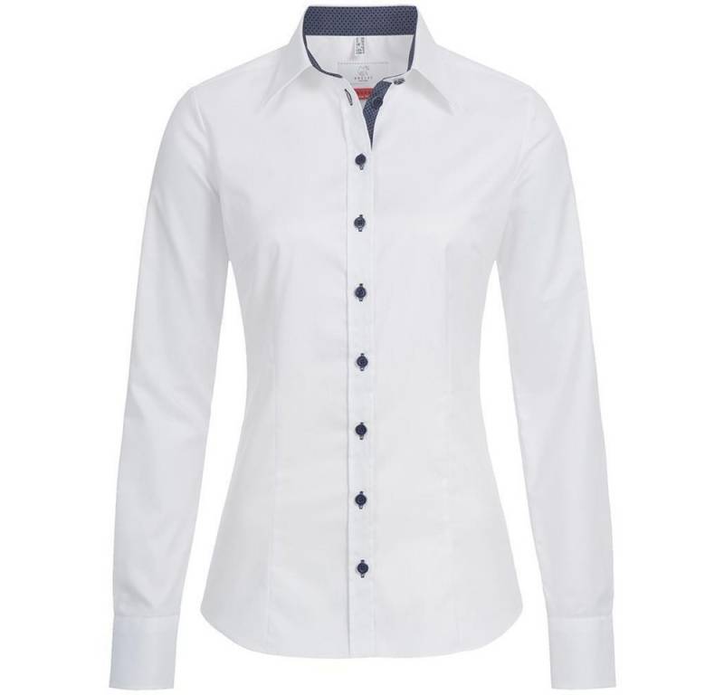 GREIFF Langarmbluse Greiff Modern WITH 37.5® Damen Bluse Langarm Kent Slim Weiß/Blau von GREIFF