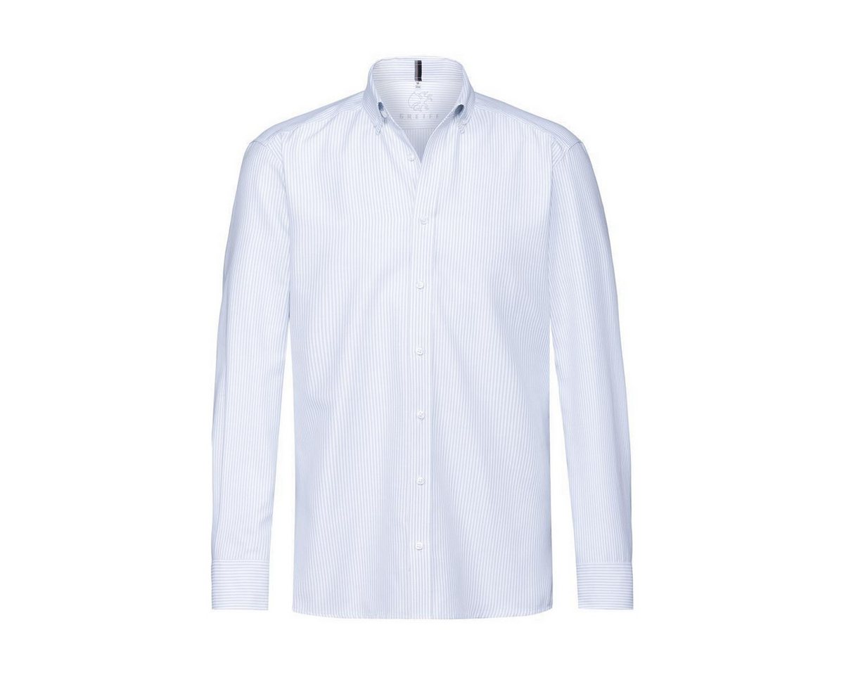 GREIFF Langarmhemd Greiff CASUAL Herren Lang Button-Down Regular Hellblau gestreift von GREIFF
