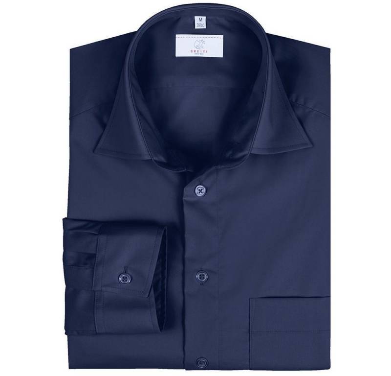 GREIFF Langarmhemd Greiff Corporate Hemd BASIC Herren Regular Fit OEKO TEX® Marine 47/48 von GREIFF