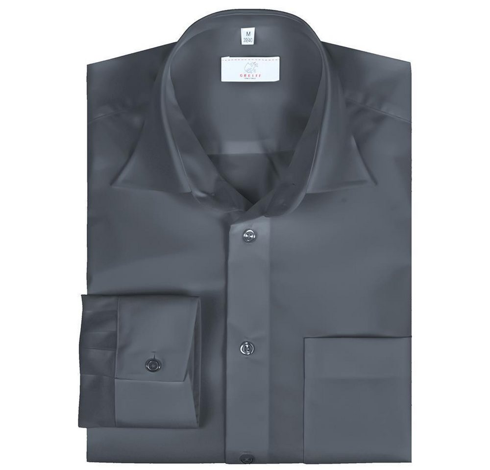 GREIFF Langarmhemd Greiff Corporate Hemd BASIC Herren Slim Fit OEKO TEX® Anthrazit 35/36 von GREIFF
