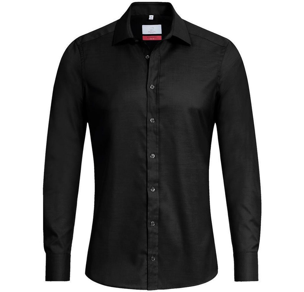 GREIFF Langarmhemd Greiff Modern with 37.5® Herren Hemd Langarm Kent Slim Schwarz von GREIFF