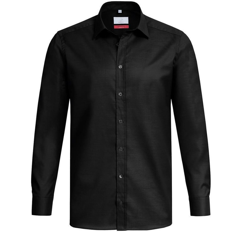 GREIFF Langarmhemd Greiff Modern with 37.5® Herren Langarm Kent Regular Schwarz von GREIFF