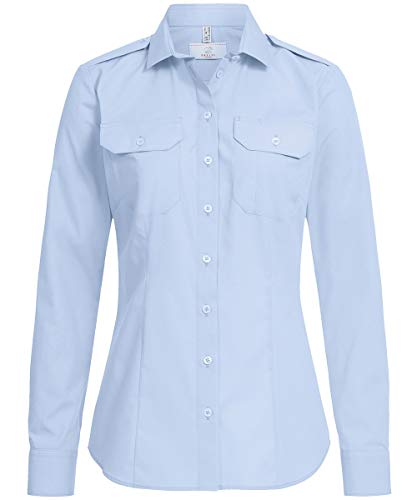 Greiff Corporate Wear Simple Damen Pilotbluse Langarm New-Kentkragen Regular Fit Baumwollmix Oeko TEX® Pflegeleicht Hellblau 46 von GREIFF