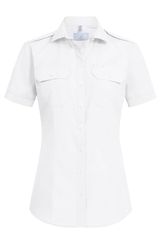 Greiff Corporate Wear Simple Damen Pilotbluse Kurzarm New-Kentkragen Regular Fit Baumwollmix Oeko TEX® Pflegeleicht Weiß 38 von Greiff