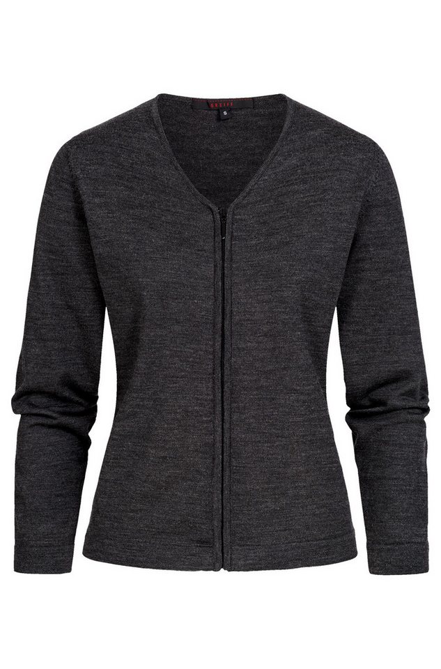 GREIFF Strickjacke Greiff STRICK Damen Strickjacke V-Neck Reißverschluss Dunkelgrau von GREIFF
