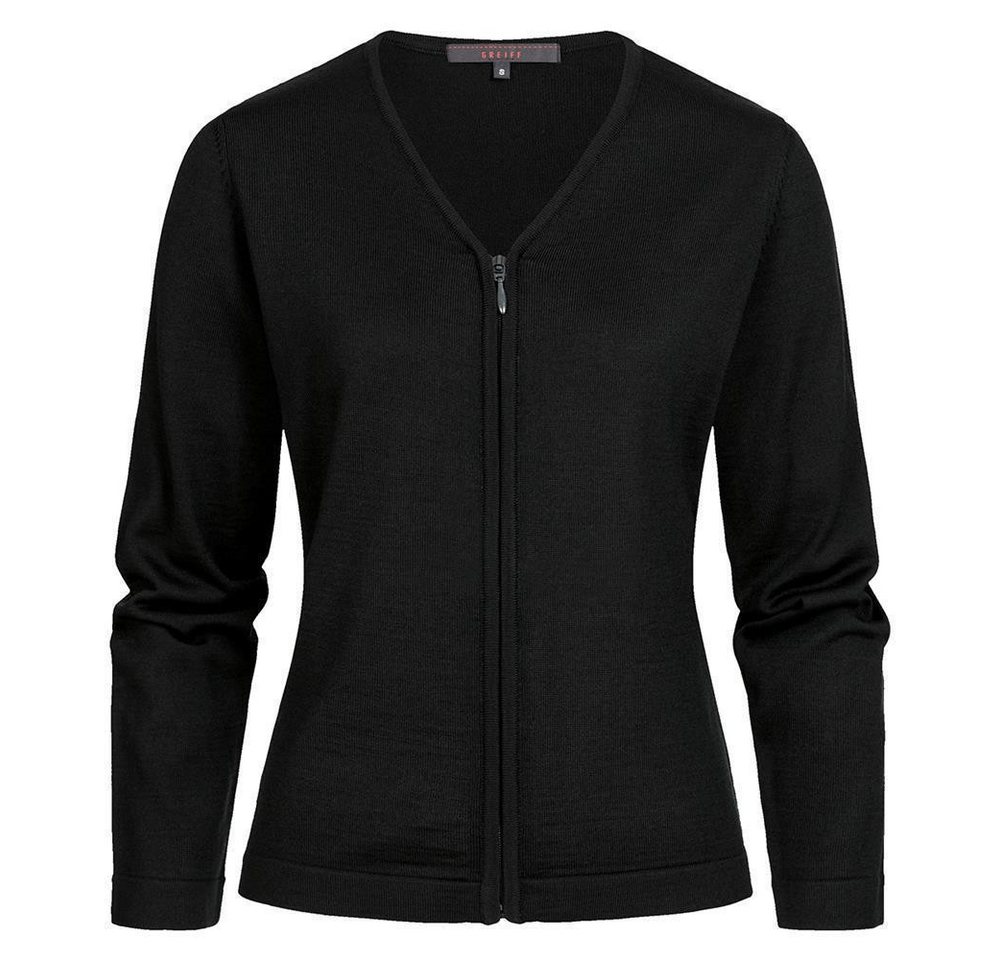 GREIFF Strickjacke Greiff STRICK Damen Strickjacke V-Neck Reißverschluss Schwarz von GREIFF