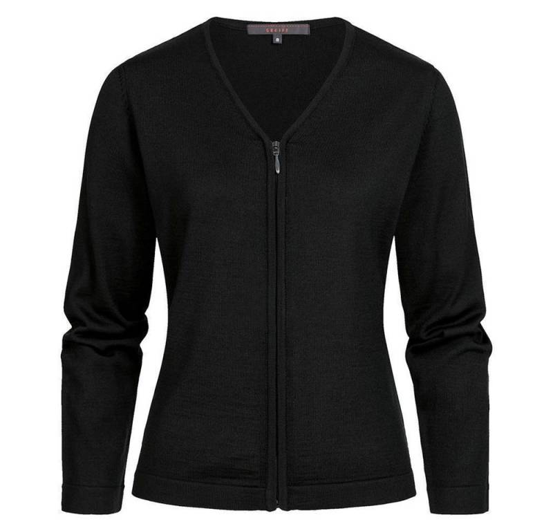 GREIFF Strickjacke Greiff STRICK Damen Strickjacke V-Neck Reißverschluss Schwarz von GREIFF