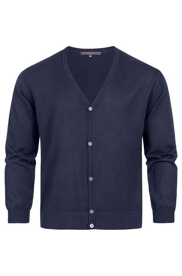 GREIFF Strickjacke Greiff STRICK Herren Strickjacke Langarm V-Neck Regular Dunkelblau von GREIFF