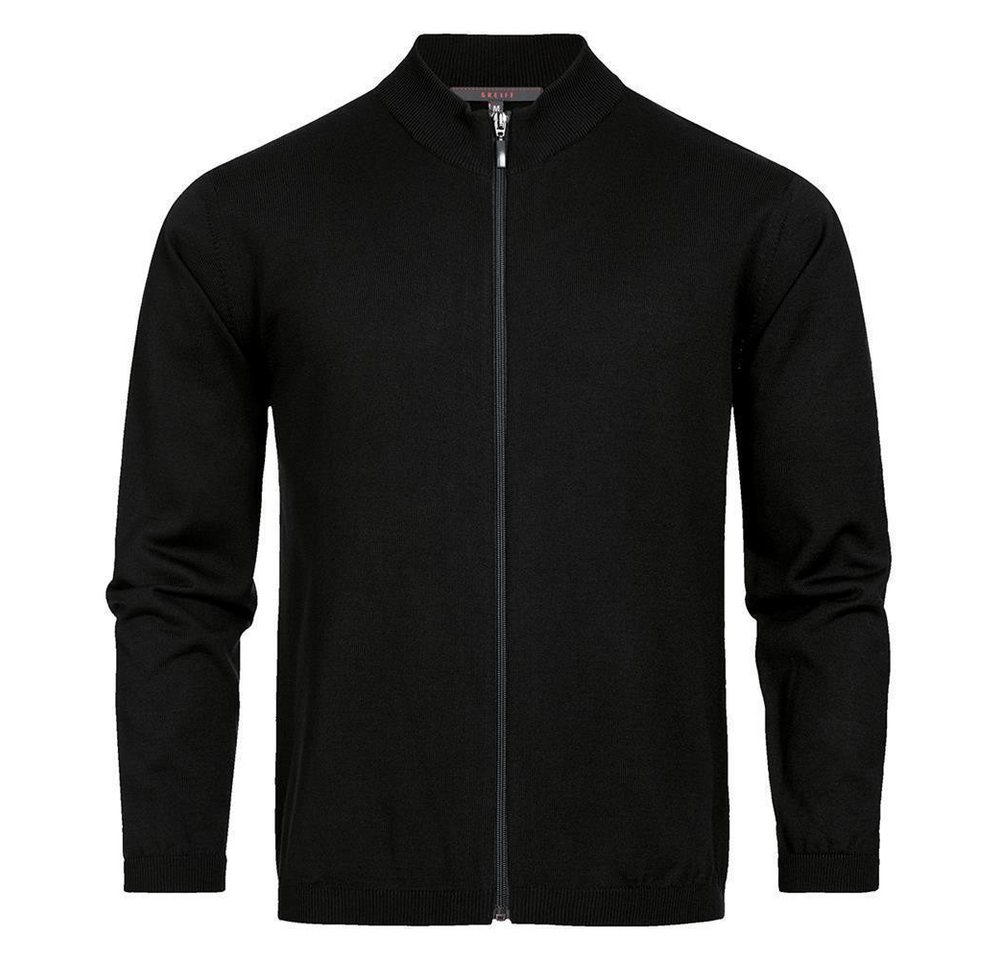GREIFF Strickjacke Greiff STRICK Herren Strickjacke Reißverschluss Regular Schwarz von GREIFF