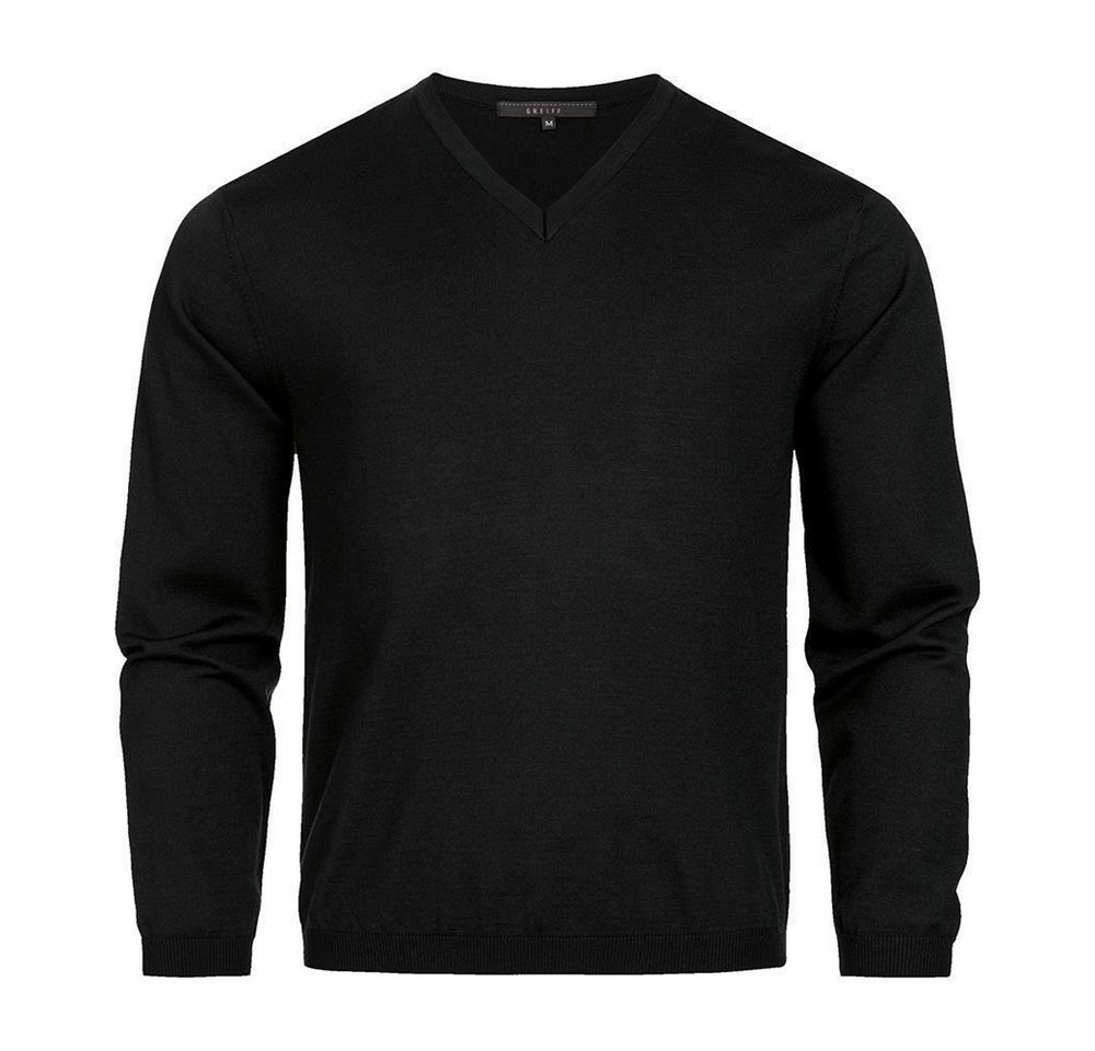 GREIFF Strickpullover Greiff STRICK Herren Pullover Langarm V-Neck Regular-Fit Schwarz von GREIFF