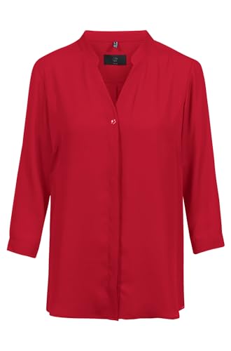 Greiff Chiffon Damen Chiffon-Bluse 3/4-Arm V-Neck Regular-Fit Rot 44 von GREIFF